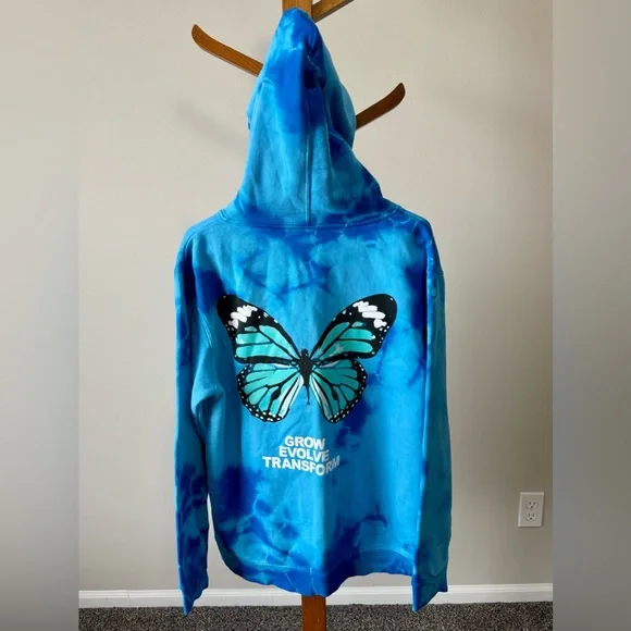 Yours Truly Clothing by Phora Broken Butterfly Evolution Tie Dye Hoodie M - Picture 8 of 11